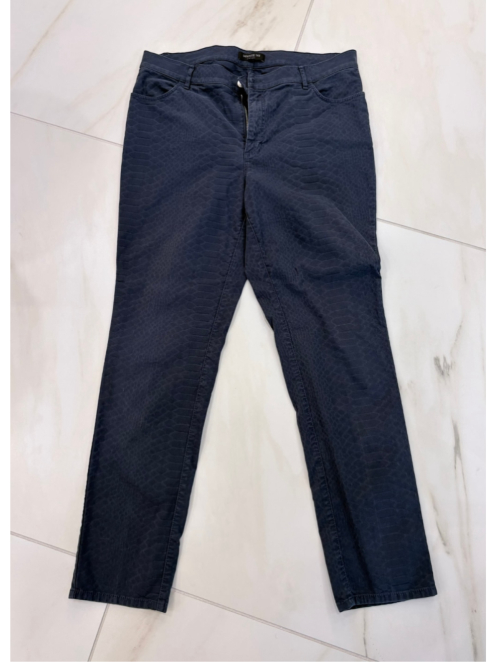 Lafayette 148 Navy Textured-look Pants Women's Size 14 Excellent Condition